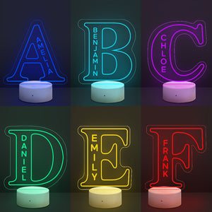 Plastic Acrylic LED Lamp LED Night Light 26 Letter Personalized Lamp Custom LED Engraved Lamp Birthday Gifts