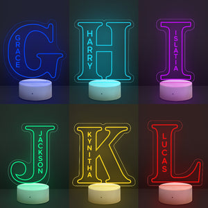 Personalized LED Night Light 26 Letter Lamps Bedroom Home Decoration Custom LED Engraved Lamp