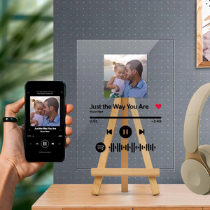 Spotify Acrylic Glass Custom Photo Scannable Music Plaque With Wooden Stand
