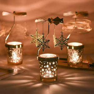 Rotating Candle Holder Hollow Wind Lantern Christmas Candle Tray Candle Holder Decor