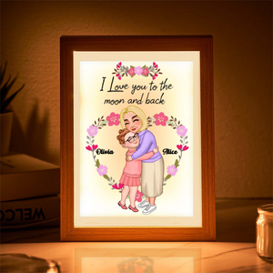 Custom Lamp Personalized Grandma and Kid Cartoon Acrylic Lamp Mother's Day Gifts - photomoonlamp