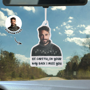 Custom Face Car Air Freshener Rearview With Text Mirror Ornament Gifts - photomoonlamp
