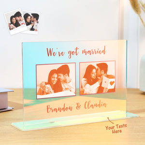 Custom Photo Transparent Gradient Color Acrylic Ornaments Personalized Engraved Keepsake for Couples - photomoonlamp