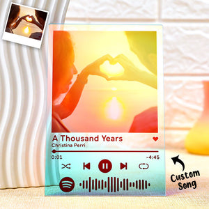 Custom Spotify Code Song Transparent Gradient Color Acrylic Plaque Music Art Photo Laser Colorful Decor Gift For Couples - photomoonlamp