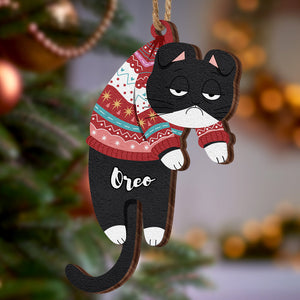 Personalized Wooden Ornament Hanging Cat Christmas Gifts - photomoonlamp