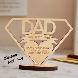 Custom Engraved DAD Wooden Plaque Stand Personalized Keepsake Father's Day Gifts - photomoonlamp