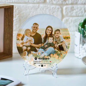 Custom Plaque Scannable Spotify Code Photo Dektop Ornament Gift for Family