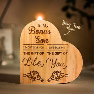 Custom Engraved Candlestick Heart-shaped Wooden Home Gifts - photomoonlamp