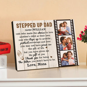 Personalized Dad Picture Frame Custom Stepped Up Dad Film Sign Father's Day Gift - photomoonlamp