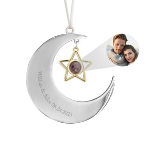 Personalized Projection Ornament Custom Crescent Star Ornament Gifts for Her - photomoonlamp