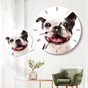 Custom Photo Wall Clock Round Cute Dog Gifts for Pet Lover