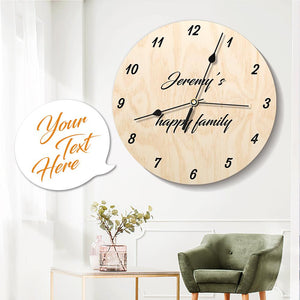 Custom Engraved Wall Clock Round Warm Style Wall Decor Your Text