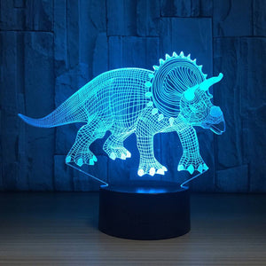 Creative 3D Dinosaur Colorful Night Light Illusion Lamp Touch 7 Color