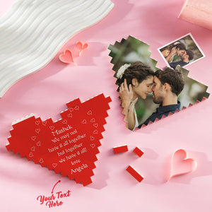 Custom Building Block Puzzle Heart Shape Photo Brick Valentine Gift for Lover - photomoonlamp