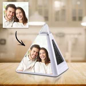 Custom Couple Photo Multi-Function Triangle Alarm Clock Digital Alarm Clock