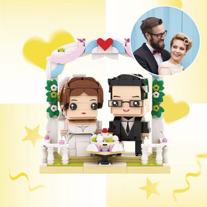 Customizable 2 Faces Photo Custom Brick Figures Small Particle Block Wedding Scene for Lover