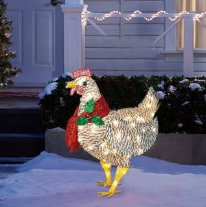 Light-Up Chicken with Scarf Glowing Chicken Christmas Outdoor Decoration