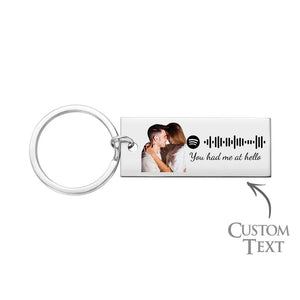 Custom Photo Engraved Spotify Music Keychain Stainless Steel Scannable Code Best Gifts For Couples - photomoonlamp