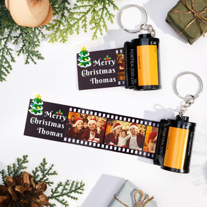 Custom Photo Film Roll Keychain Christmas Tree Pattern Camera Keychain Christmas Day Gift - photomoonlamp