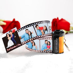 Custom Face Camera Keychain Personalized Photo Love Balloon Film Roll Keychain Valentine's Day Gifts For Couples - photomoonlamp