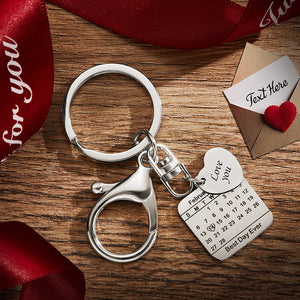 Anniversary Gifts, Custom Gifts Engraved Calendar Keychain Save the Date Wedding Date Pendant