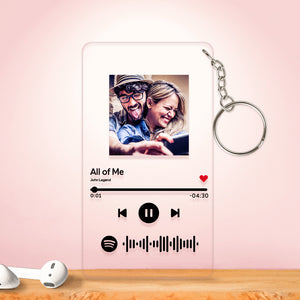 Custom Photo Keychain Scannable Music Code Music Plaques Gifts for Best Friends Acrylic Nightlight