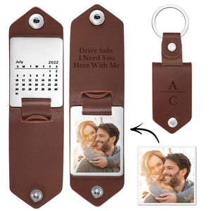 Unique Personalized Husband Boyfriend Anniversary Calendar Date Photo Keychain Engagement Date Calendar Gift - photomoonlamp