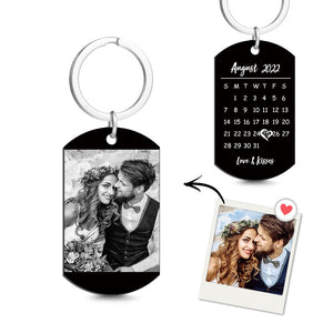 Custom Keychain Photo Calendar Keychain Tag Keychain Gift For Newly Married Couples - photomoonlamp
