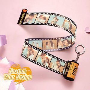 Personalized Photo and Name Film Roll Keychain Custom Camera Keychain Film Gifts for Lover - photomoonlamp