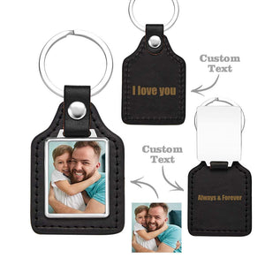 Custom Leather Photo Keychain Drive Safe Keychain Gift for Dad Anniversary Birthday Gift Father's Day Gift - photomoonlamp