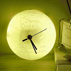Custom Photo Engraved Moon Night Light Clock Creative Home Couple Gifts - photomoonlamp