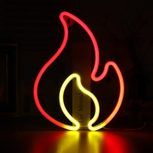 Neon Signs LED Night Light Red Flame Shape Gift For Lovers for Kids