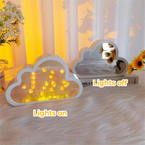 DIY Cloud Tulip Mirror Night Light Simulation Flower Bedroom Sleeping Table Lamp - photomoonlamp