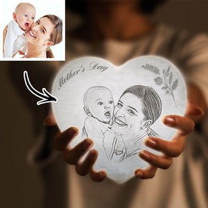 Mother's Day Gift Photo Moon Lamp Custom 3D Photo Light Lamp Moon Heart Shape for Mother - Touch Three Colors