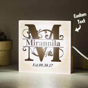 Custom Letter Night Light Monogrammed Box Gifts for Her - photomoonlamp