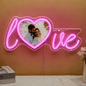 Custom Photo and Name Love Heart Neon Lamp - photomoonlamp
