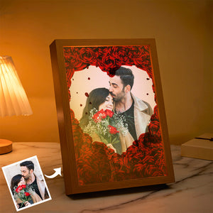 Custom Photo Lamp Personalized Light Rose Heart Christmas Gifts for Her - photomoonlamp