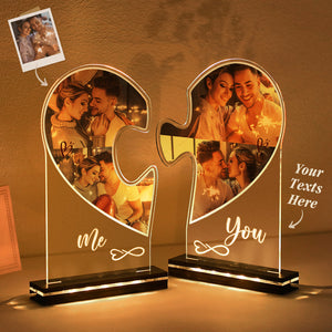 Personalized Photo Heart Puzzle Night Light Custom Pictures Lamp For Living Room - photomoonlamp