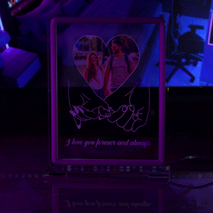 Personalized Photo Neon Sign Night Light Love Heart Custom Text Hand In Hand Plaque Lamp Valentine Gifts - photomoonlamp