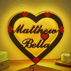 Custom Name Red Heart Night Light Romantic Wall Hanging LED Light Gifts For Couples - photomoonlamp