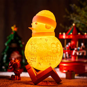 Snowman Lamp Moon Lamp Custom Photo Engraved Night Light Gift for Him