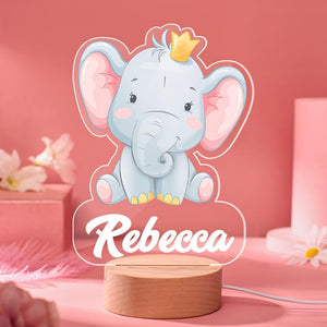 Personalized Kid Night Light Girl Nursery Lamp Elephant Night Light Child Table Lamp Baby Gift with Child Name