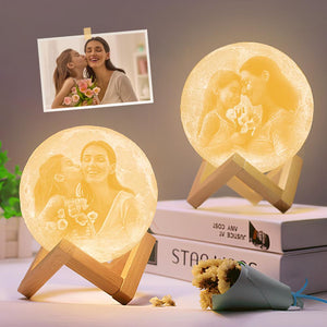 for Mom Custom 3D Printing Photo Moon Lamp Magic Lunar With Double-Sided Photo (10cm-20cm)