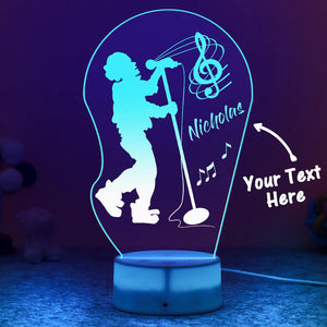 Custom Engraved LED Night Light Acrylic Light Up Singer Lamp Gift for Her - photomoonlamp