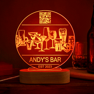 Personalized Qr Code Wine Glass Night Light 7 Colors Acrylic Vintage 3D Lamp Father's Day Gifts - photomoonlamp
