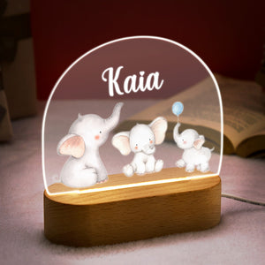 Personalized Name Baby Elephant Night Light Custom Name Nursery Room Lamp Gift For Kids - photomoonlamp