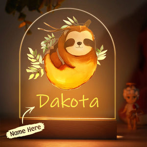 Custom Sloth Night Light With Personalized Name Best Idea For Kids - photomoonlamp