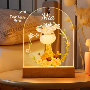 Personalised Giraffe Name Kids Bedside Lamp Custom Luminous Animal Acrylic Board Creative Lamp Kids Room Gift - photomoonlamp