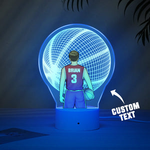 Custom Basketball Player Lamp Personalized Name And Number 3D LED Light Multi Color Base - photomoonlamp