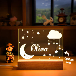 Custom Stars And Moon Name Lamp Personalized Cloud Night Light Nursery Room Gift for Kids - photomoonlamp